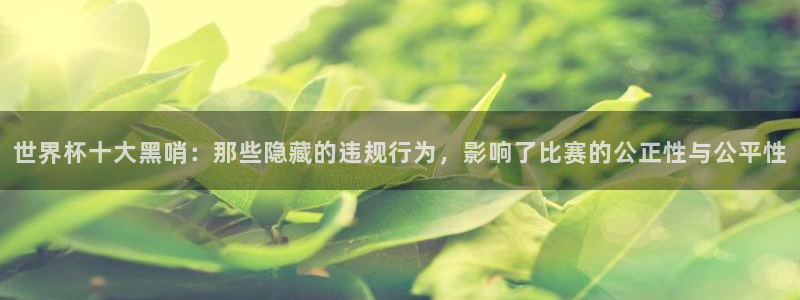 女足世界杯直播：世界杯十大黑哨：那些隐藏的违规行为，影响了比赛的公正性与公平性